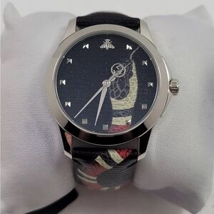 Gucci G-Timeless Le Marche Des Merveilles Leather Strap Men's Watch YA1264007